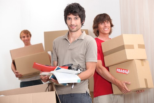 Packed moving boxes and furniture ready for local removal services in Bermondsey