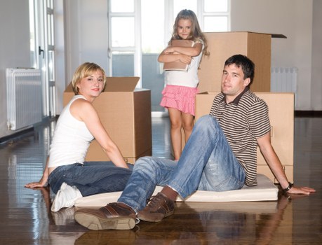 Labelled moving boxes inside a modern flat